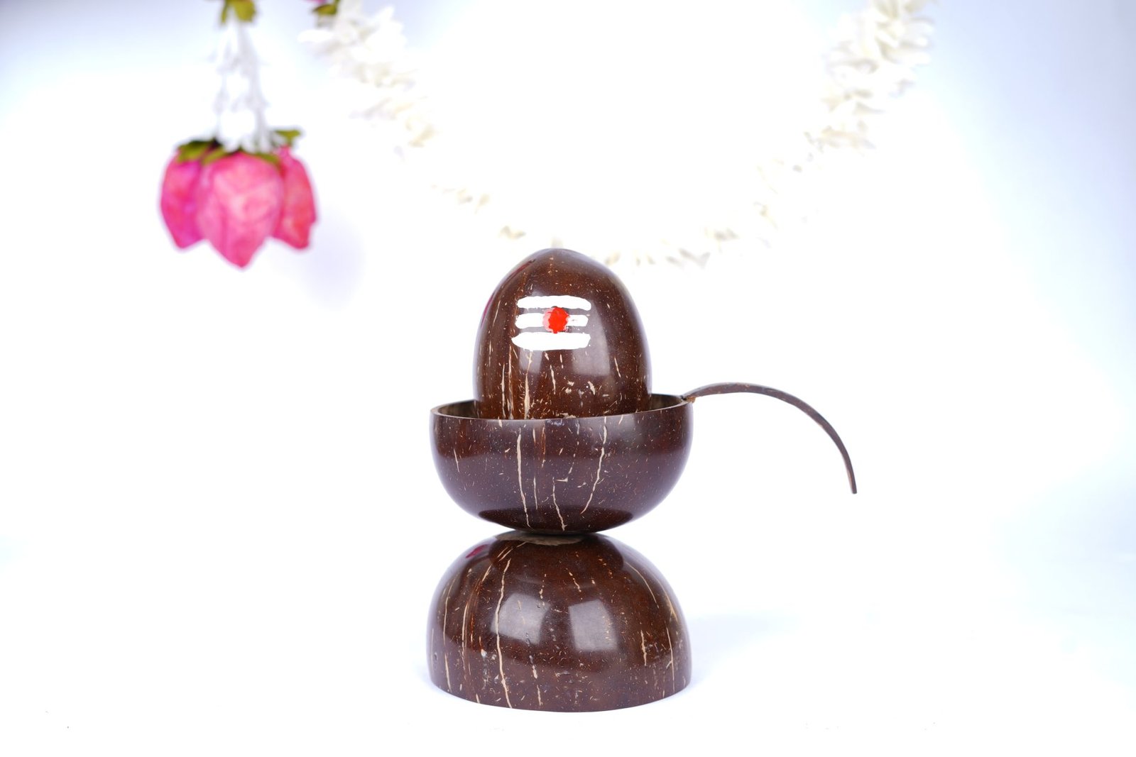 Handcrafted Coconut Shell Shiva Lingam with Abhishekam Spout
