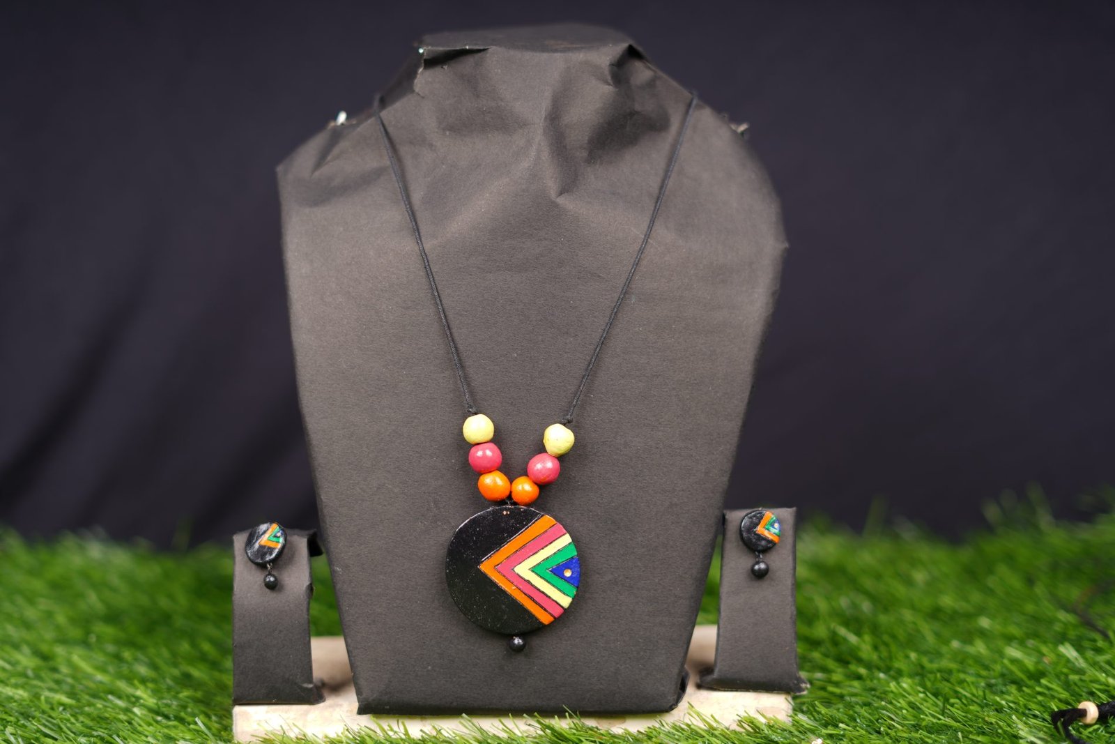 Handcrafted Multicolor Chevron Pendant Necklace