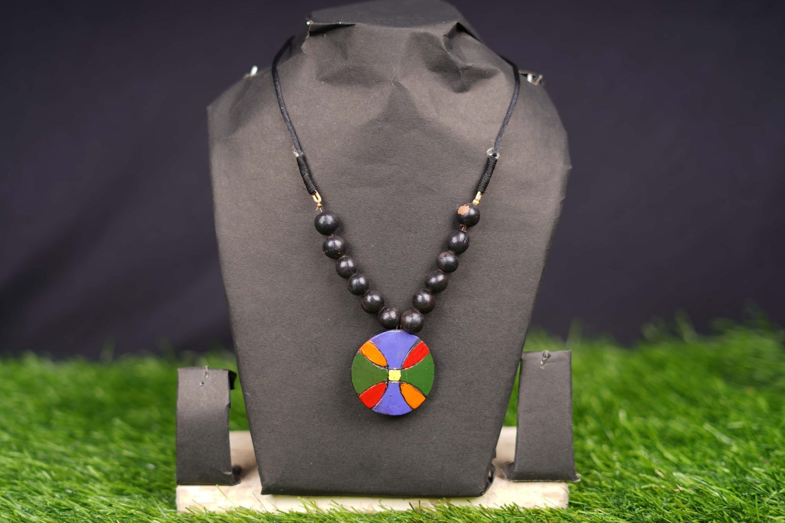 Multi-Color Terracotta Round Pendant Necklace